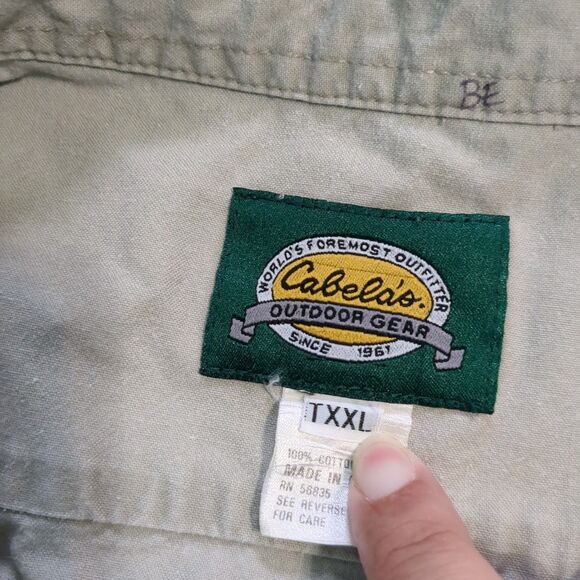 Cabelas Safari Shirt Men's xxLarge Tall Utility Outdoor Workwear Heavy Epaulet - Picture 5 of 5